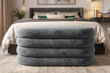 Bench chest VOGUE 85cm oval upholstered w/ storage space velvet grey