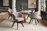 Swivel chair WALKÜRE 180° auto-return w/ armrests spring core textured fabric beige brown