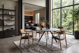 Chair KENNEDY w/ armrests artificial leather black and teak wood natural