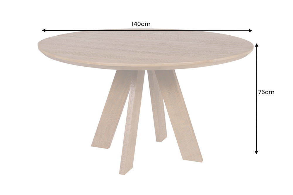 Esstisch ART WOOD Ø 140cm rund Mangoholz naturbraun