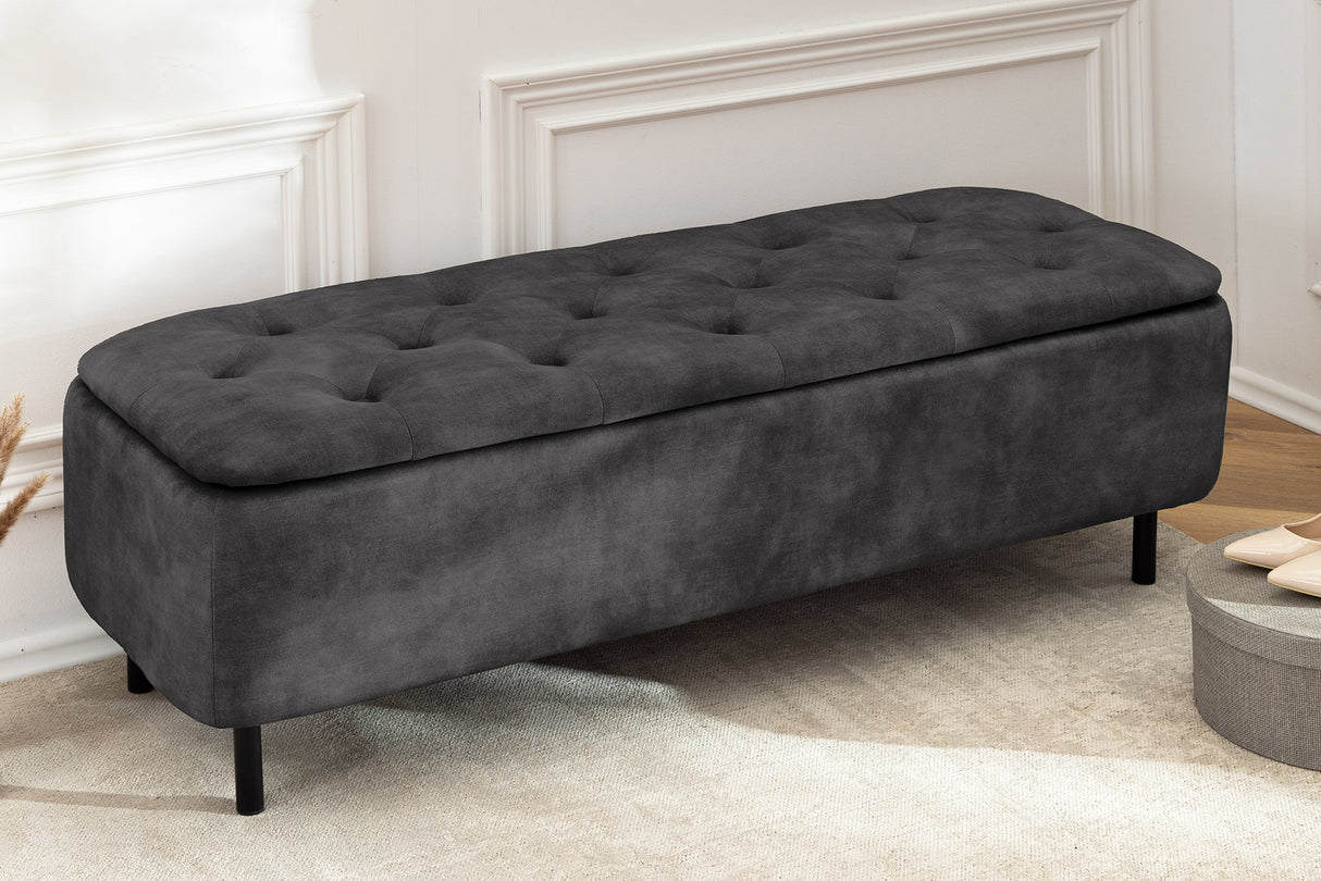 Bench chest EN VOGUE 120cm w/ storage space velvet grey