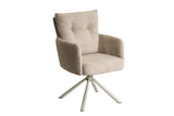 Swivel chair BIG GEORGE 360° rotatable w/ armrests spring core textured fabric beige