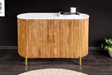 Sideboard TRES CHIC 105cm Mangoholz natur mit weißer Marmorplatte und goldenen Griffen