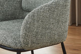 Chair FLORENZ w/ armrests textured fabric dark green and black metal frame