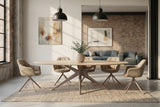 Dining table TRAVERTIN 220cm oval ceramic champagne greige