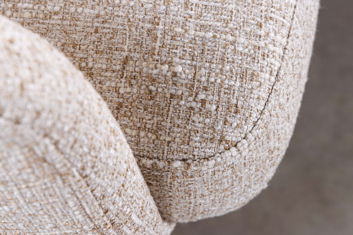 Swivel chair BIG GEORGE 360° auto return textured fabric champagne greige w/ oak wood frame