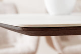Dining table UNIQUE 200cm frame dark walnut wood veneered ceramic white marble top