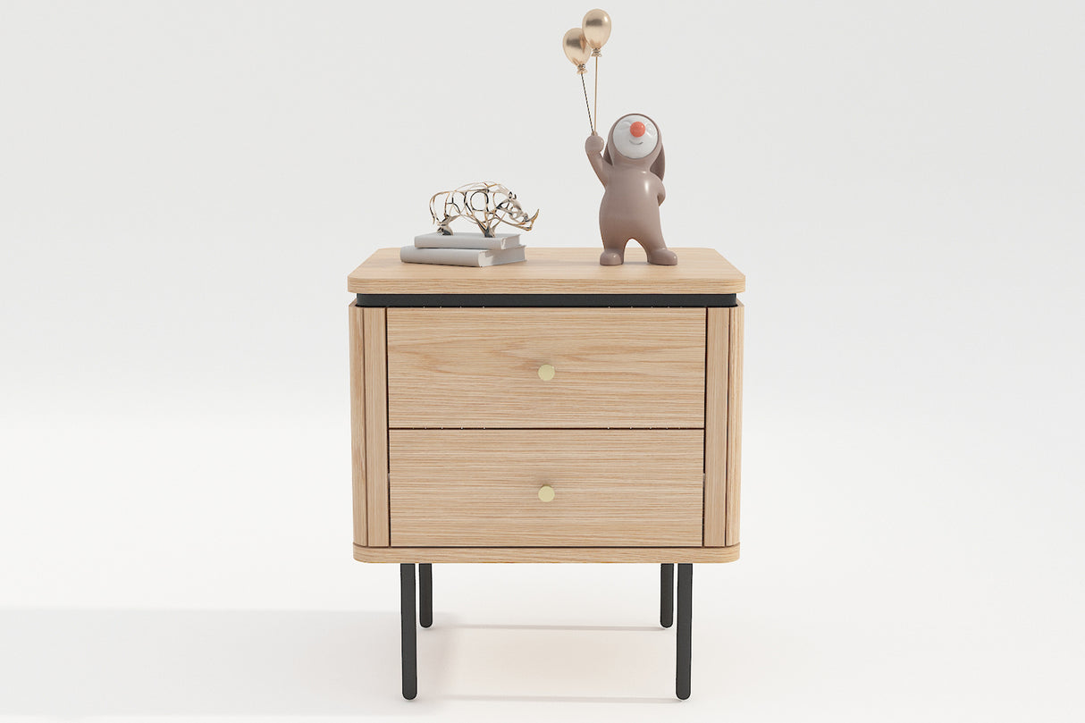 Bedside table ATELIER 55cm natural oak wood look w/ black legs