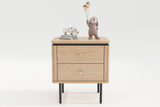 Bedside table ATELIER 55cm natural oak wood look w/ black legs