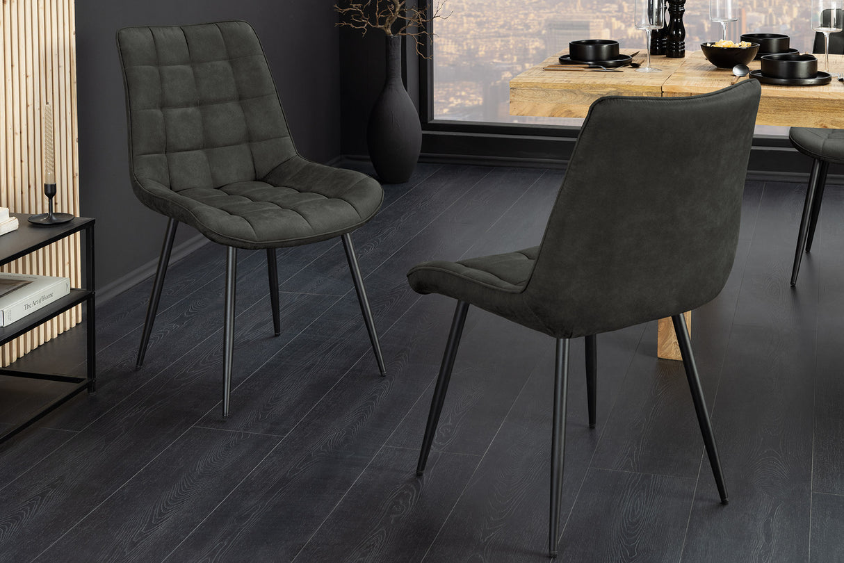 Stuhl ROADSTAR Microfaser dunkelgrau mit schwarzen Metallbeinen