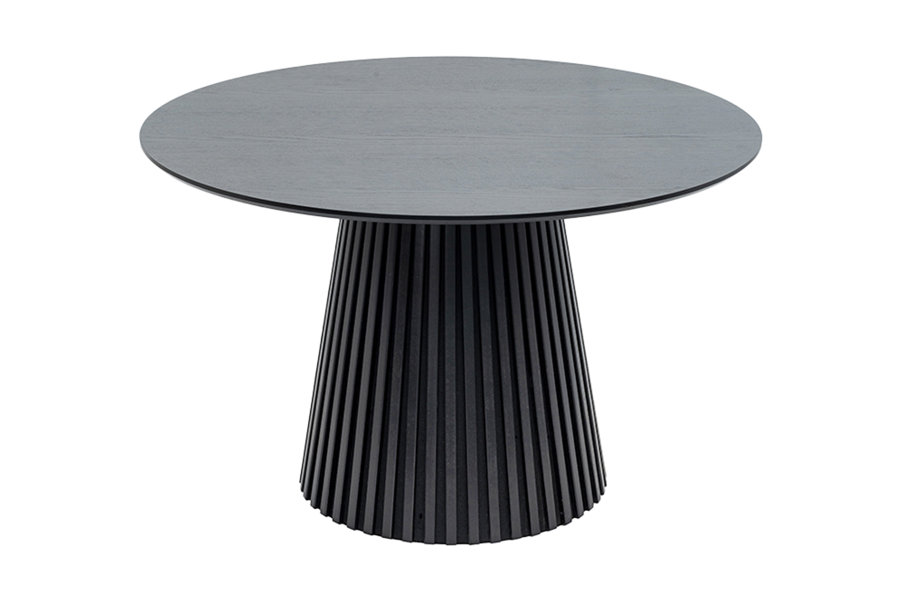 Dining table VALHALLA WOOD Ø 120cm round oak wood veneered black