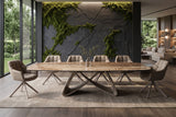 Dining table INFINITY 180-220-260cm boat-shaped extendable spanish onyx ceramic rust brown