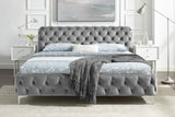 Bett MODERN BAROCK 180x200cm Samt grau im Chesterfield Stil im Barockstil