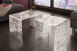 Coffee table ABSTRACT set of 2 silver