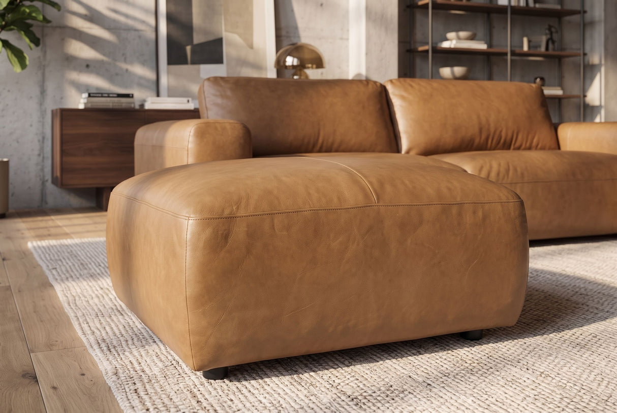Hocker BIG GEORGE 95cm Leder Cognac