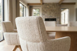 Swivel chair UNIQUE 180° auto-return w/ armrests chenille fabric beige natural