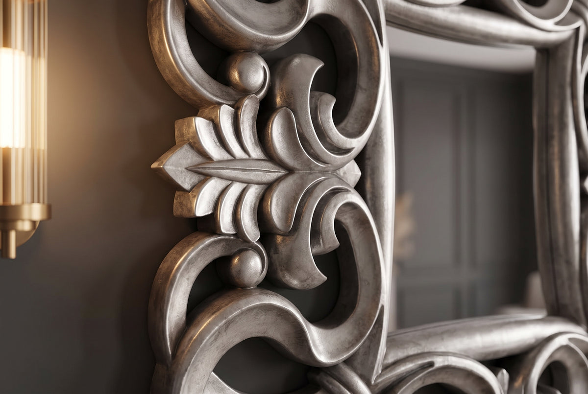 Wall mirror VENICE BAROCK 75cm antique silver