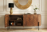 Sideboard ADLON 180cm 3D mango wood brown w/ black metal legs