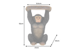 Side table MONKEY 50cm handmade monkey sculpture grey black