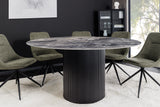 Dining table UNIQUE 120cm round dark frame ceramic grey marble top