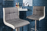 Bar stool MODENA 90-115cm textured fabric and synthetic leather grey white