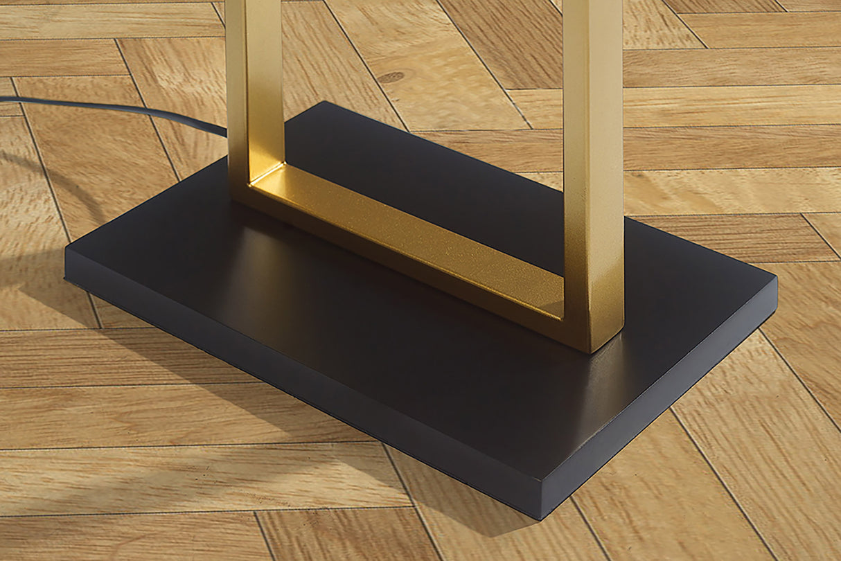 Floor lamp COLLEEN 160cm metal gold w/ black base and lampshade