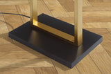 Floor lamp COLLEEN 160cm metal gold w/ black base and lampshade