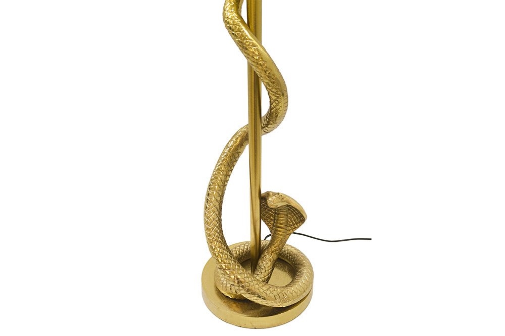 Tischleuchte COBRA 110 cm, schwarzer Lampenschirm, goldener Rahmen