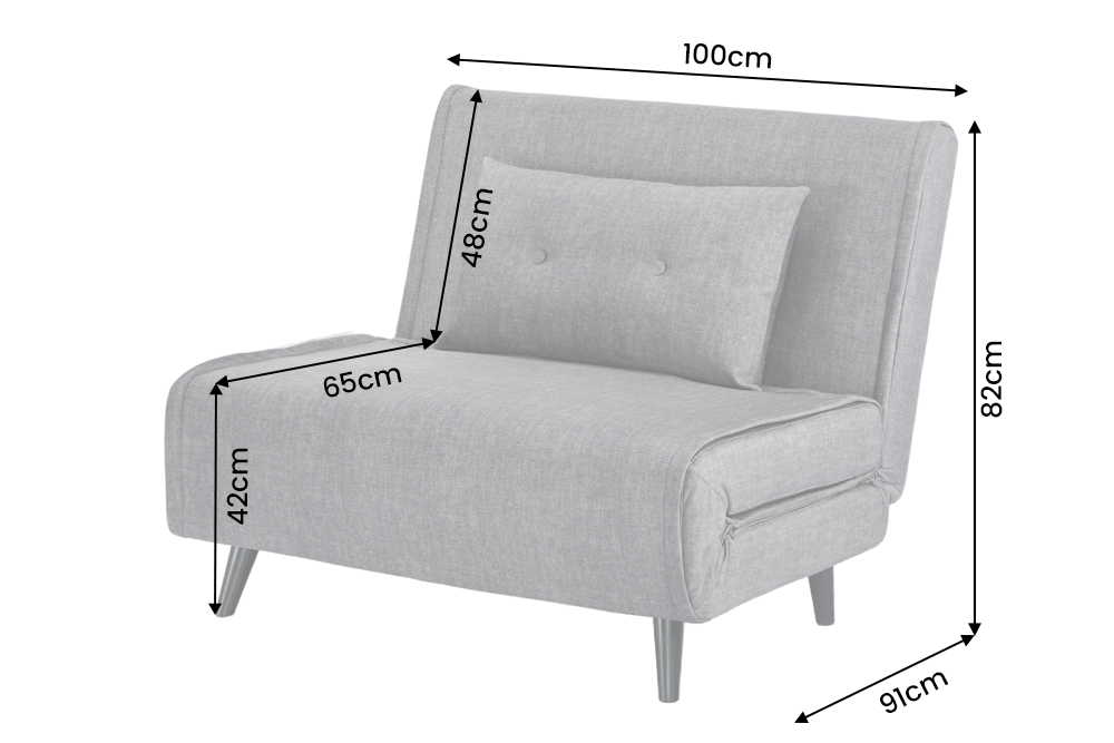 Sleeping chair SMART MULTIFUNCTION 100cm velvet grey