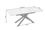 Esstisch ALPINE 160-200cm ausziehbar, Calacatta Oro Keramik in Marmoroptik, weiß mit schwarzem Sternenfuß