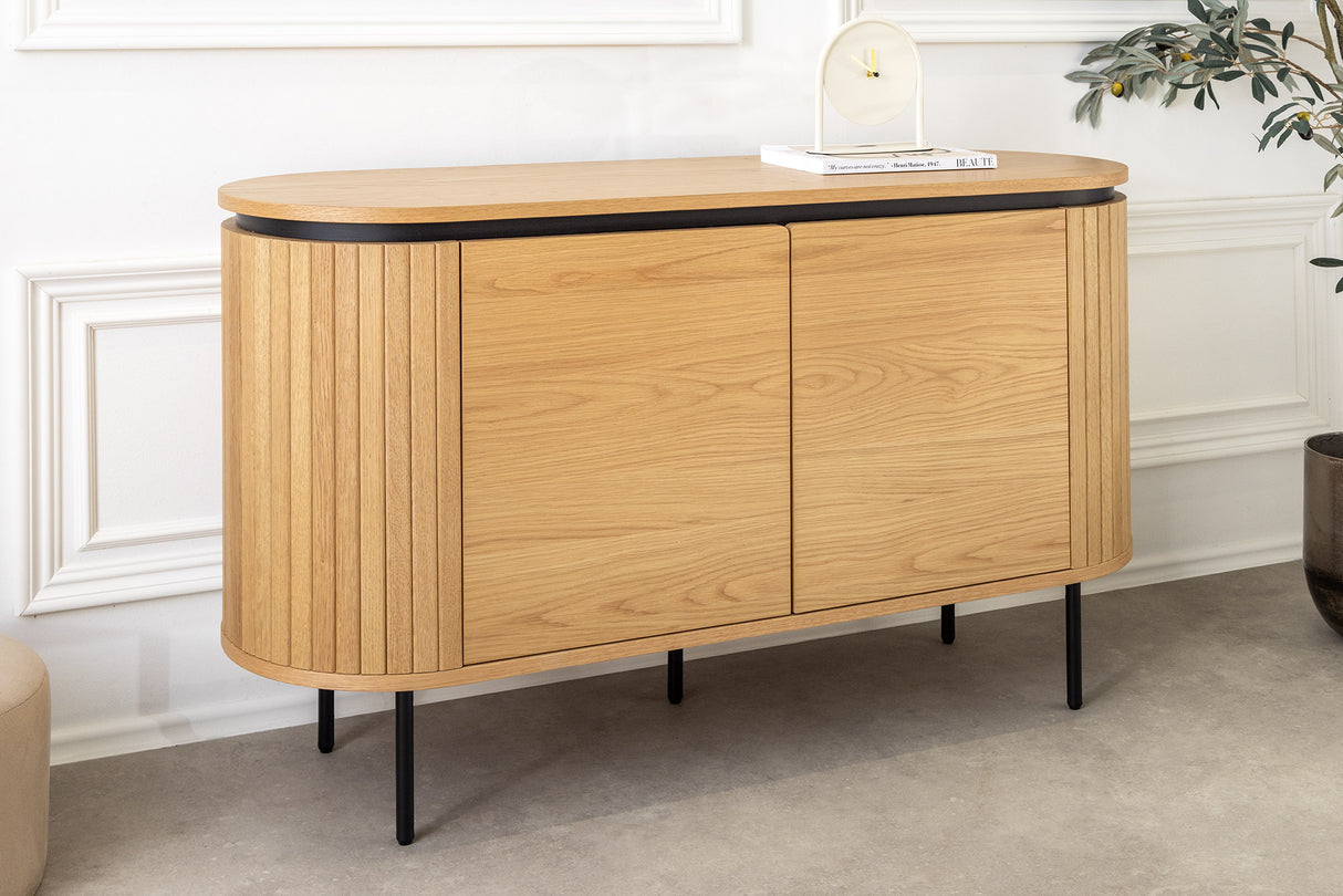 Sideboard ATELIER 120cm in natürlicher Eichenholzoptik mit schwarzen Beinen