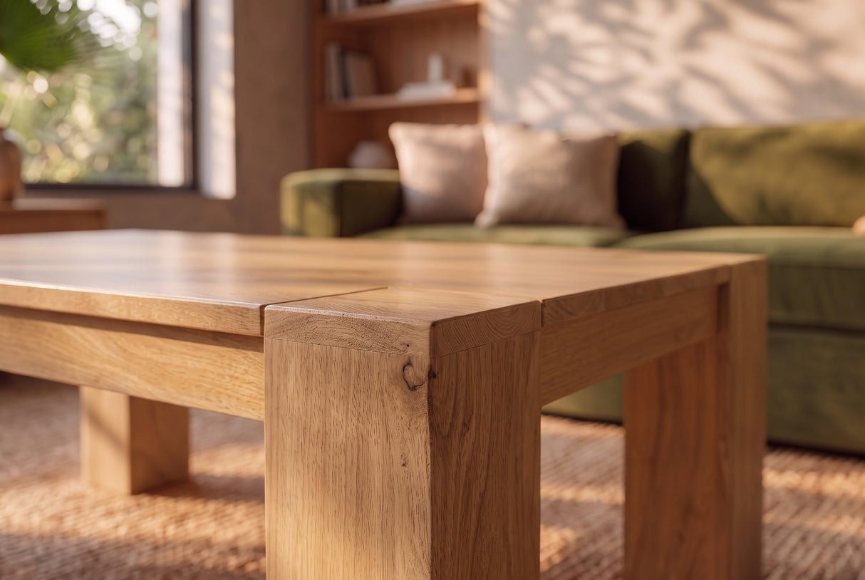 Couchtisch MAKASSAR 100cm Mangoholz cremefarben