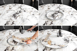 Dining table SPIN Ø 150cm rotatable with removable platter ceramic marble look white multicoloured