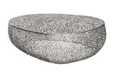 Coffee table LEAF 122cm metal silver handmade