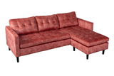 Corner sofa STOCKHOLM 220cm 3-seater w/ ottoman button tufted look velvet dusky pink