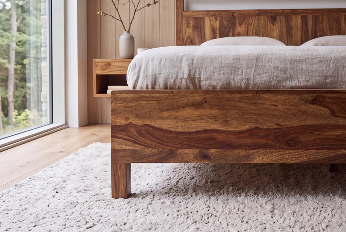 Bed MAKASSAR 180x200cm tree trunk sheesham wood brown