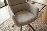 Swivel chair UNIQUE 180° auto-return w/ armrests textured fabric taupe beige brown