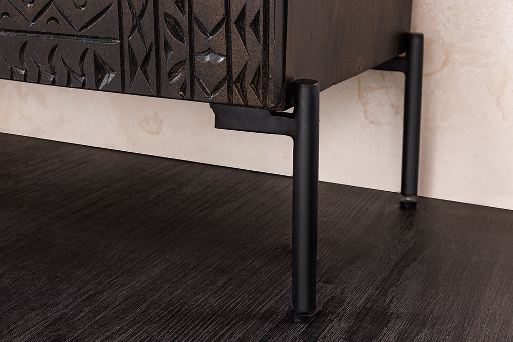 Highboard TRIBAL 120cm 3D Antik-Look Mangoholz dunkelbraun