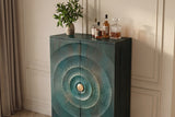 Barschrank GOLDEN SUNSET 140cm 3D Mangoholz türkis