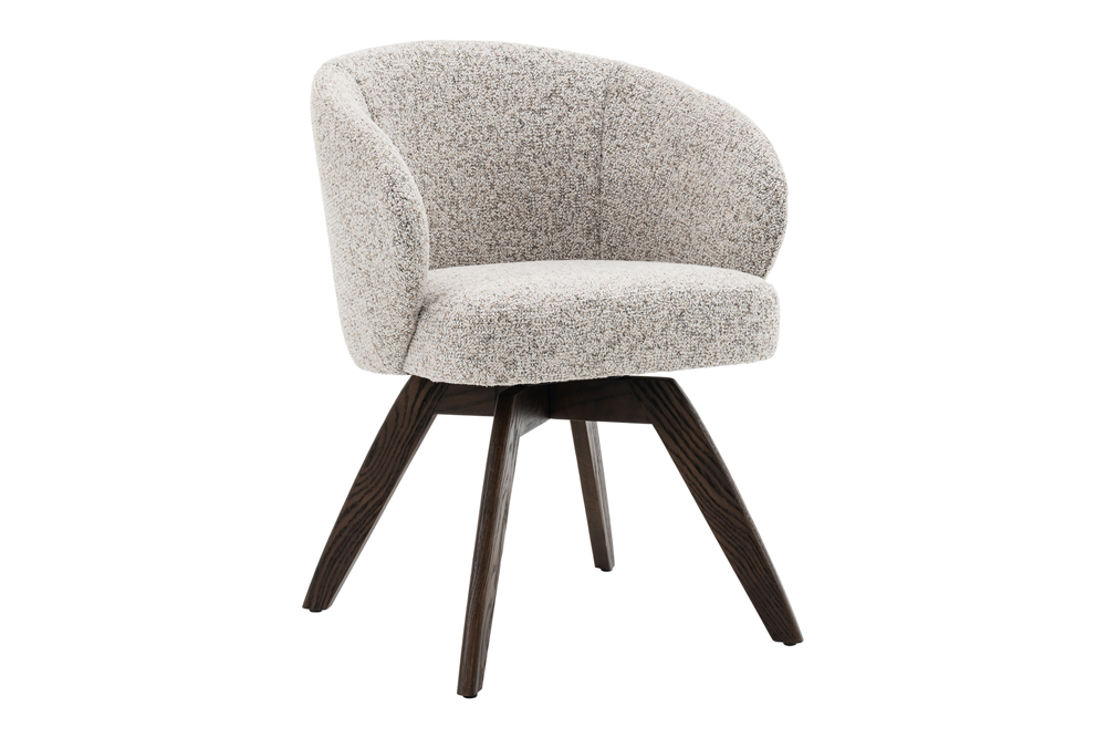 Swivel chair WALKÜRE 180° auto-return w/ armrests spring core textured fabric beige brown