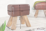 Stool BOCK 40cm genuine leather and mango wood brown