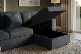 Schlafsofa APARTMENT 245cm 3-Sitzer mit Ottomane und Stauraum Strukturstoff grau