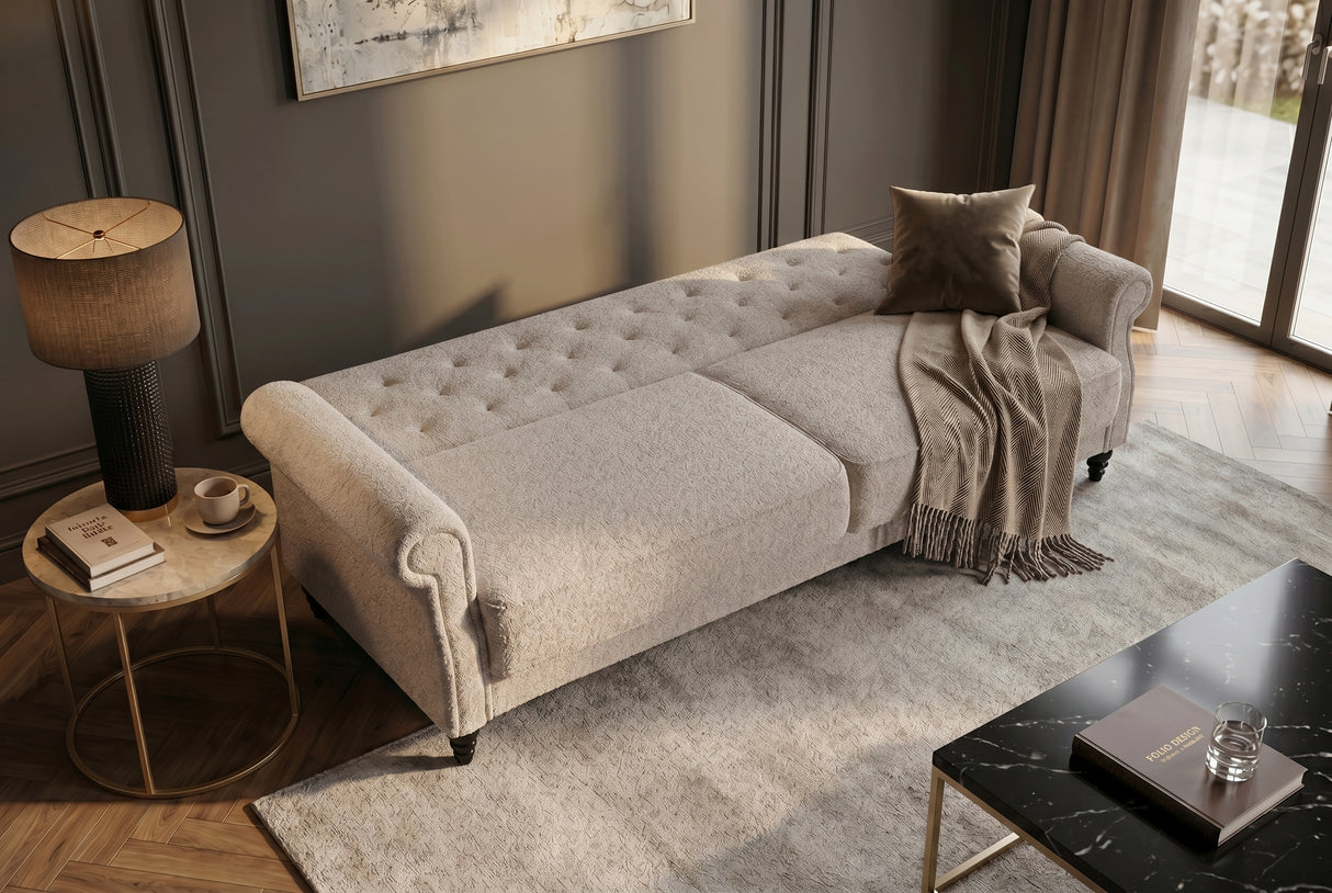 Schlafsofa MAISON BELLE AFFAIRE 220cm Bouclé Greige