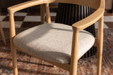 Chair KENNEDY upholstered seat w/ armrests mango wood creamy beige