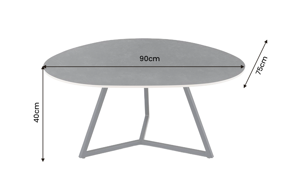 Coffee table MARVELOUS 90cm ceramic grey