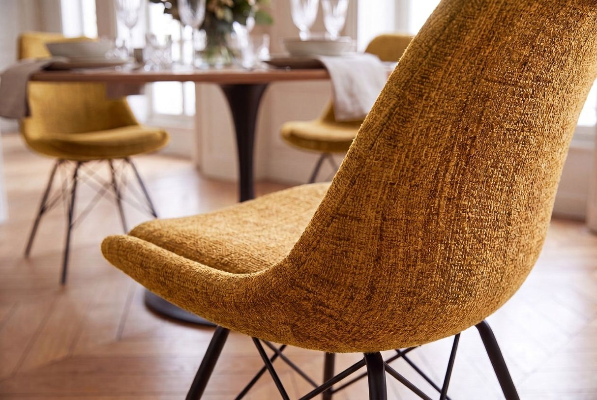 Chair SCANDINAVIA MEISTERSTÜCK  textured fabric mustard yellow