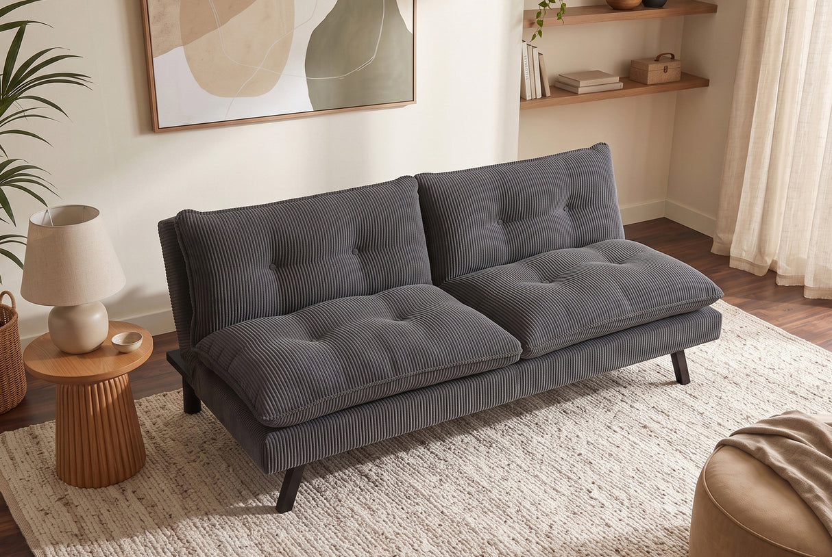 Sofa bed COCOONING 190cm 3-seater cord grey