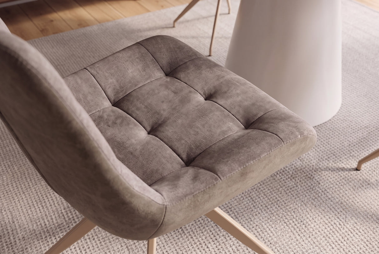 Stuhl DIVANI Retro-Stil Samt Mikrofaser Taupe Beige