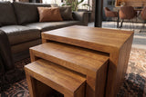 Beistelltisch MAKASSAR 25-45 cm 3er-Set Mangoholz honigfarben lasiert