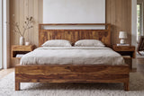 Bed MAKASSAR 180x200cm tree trunk sheesham wood brown